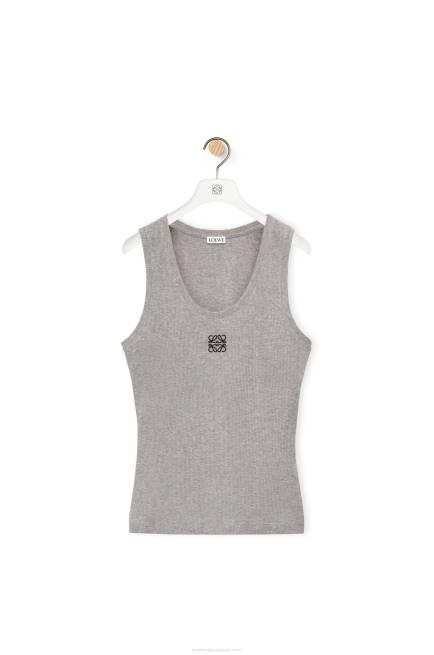 Grey Melange Anagram tank top in cotton Loewe 84PR904 Women