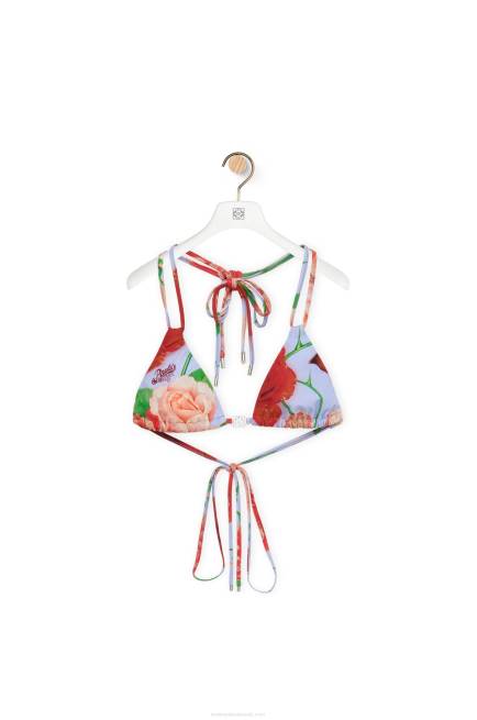 Pink/Red Roses bikini top in technical jersey Loewe 84PR947 Women