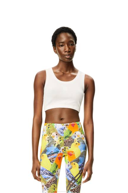 White Anagram cropped tank top in cotton Loewe 84PR951 Women