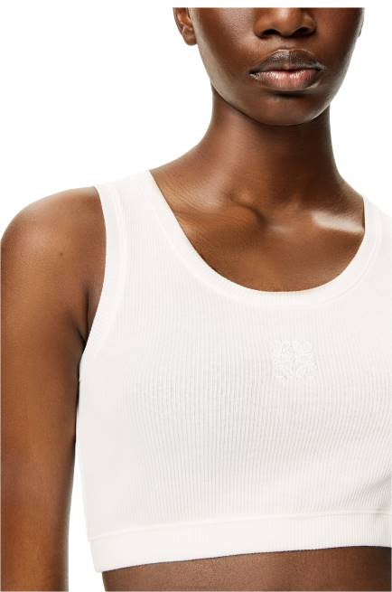 White Anagram cropped tank top in cotton Loewe 84PR951 Women