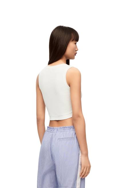 White/Navy Blue Cropped Anagram tank top in cotton Loewe 84PR905 Women