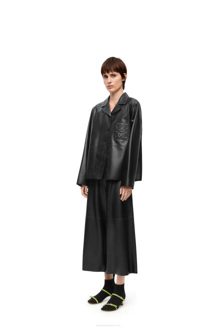 Black Cropped trousers in nappa lambskin Loewe 84PR1141 Women