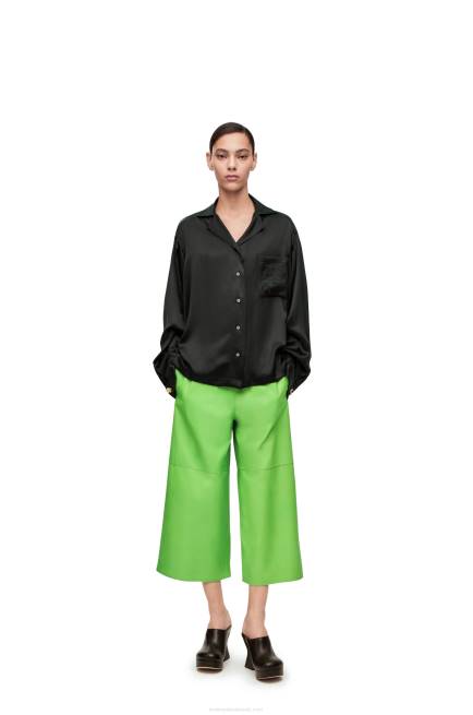 Fluo Green Cropped trousers in nappa Loewe 84PR1111 Women