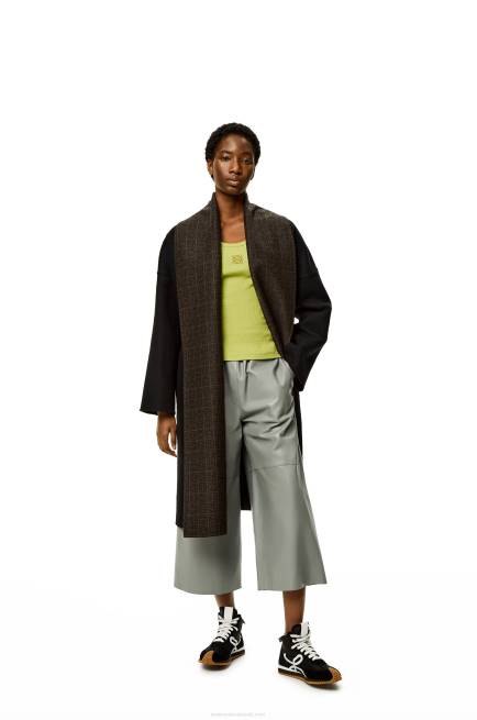 Grey Cropped trousers in nappa lambskin Loewe 84PR1143 Women