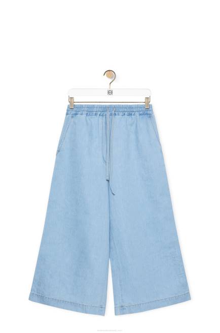 Light Denim Cropped trousers in denim Loewe 84PR1182 Women