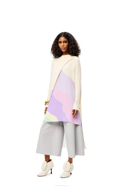 Light Grey Cropped elasticated trousers in nappa Loewe 84PR1147 Women