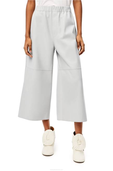 Light Grey Cropped elasticated trousers in nappa Loewe 84PR1147 Women