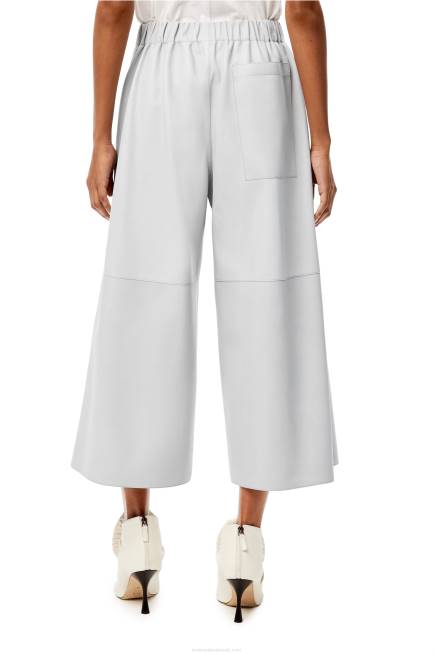 Light Grey Cropped elasticated trousers in nappa Loewe 84PR1147 Women
