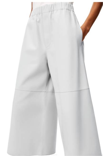 Light Grey Cropped elasticated trousers in nappa Loewe 84PR1147 Women