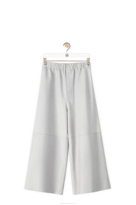 Light Grey Cropped elasticated trousers in nappa Loewe 84PR1147 Women