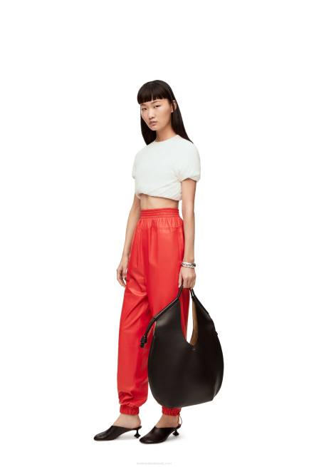 Red Elasticated trousers in nappa Loewe 84PR1108 Women