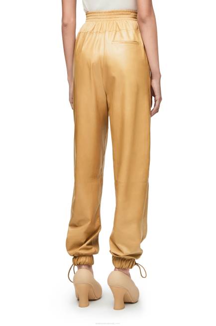 Sand/Butter Elasticated trousers in papery nappa Loewe 84PR1115 Women