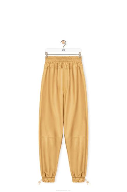 Sand/Butter Elasticated trousers in papery nappa Loewe 84PR1115 Women