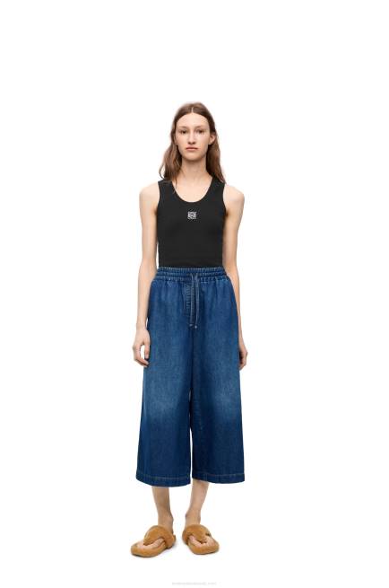Washed Denim Cropped trousers in denim Loewe 84PR1194 Women