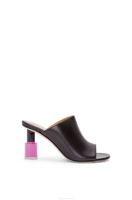 Black/Pink Nail polish mule in calfskin Loewe 84PR757 Women
