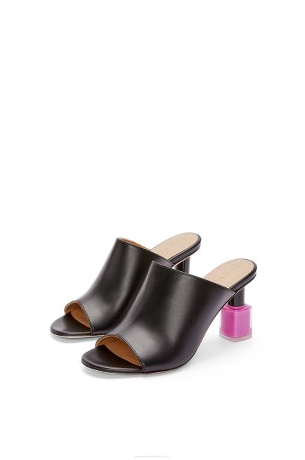 Black/Pink Nail polish mule in calfskin Loewe 84PR757 Women