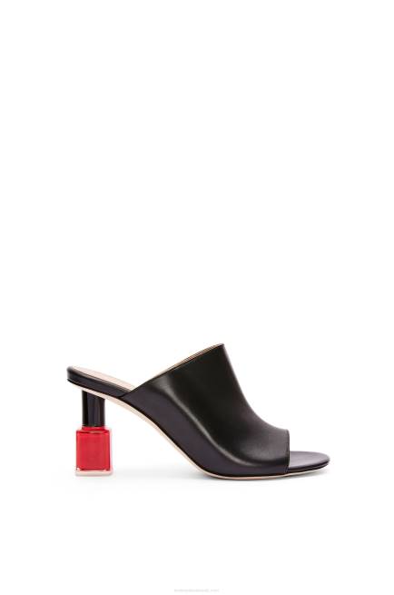 Black/Red Nail polish mule in calfskin Loewe 84PR760 Women