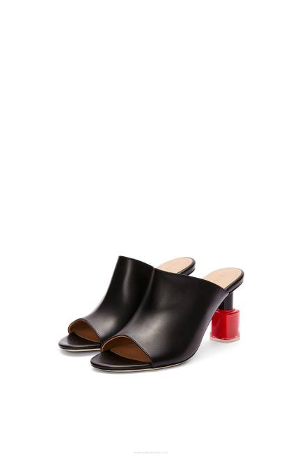 Black/Red Nail polish mule in calfskin Loewe 84PR760 Women