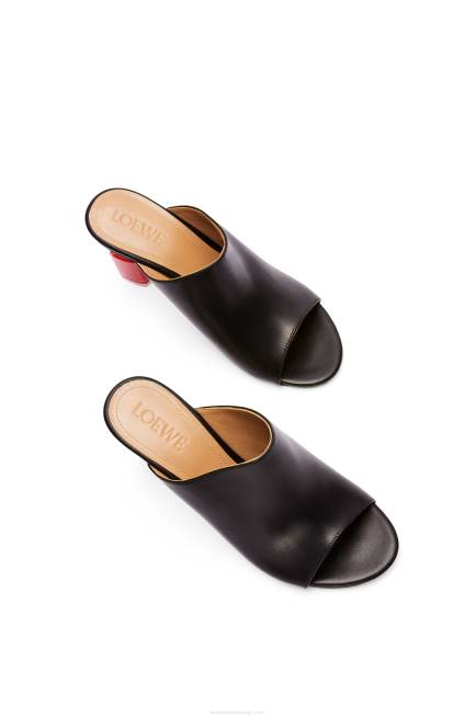 Black/Red Nail polish mule in calfskin Loewe 84PR760 Women