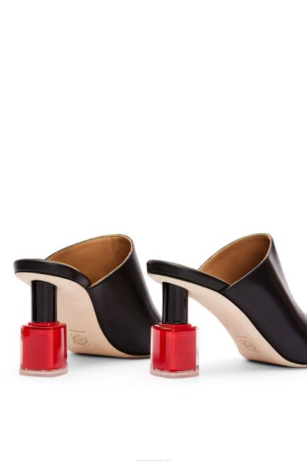 Black/Red Nail polish mule in calfskin Loewe 84PR760 Women