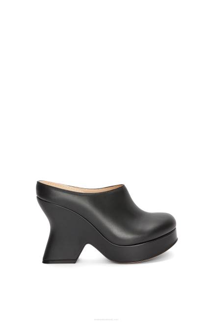 Black Terra wedge clog in calfskin Loewe 84PR743 Women