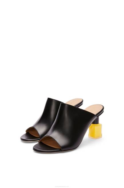 Black/Yellow Nail polish mule in calfskin Loewe 84PR759 Women