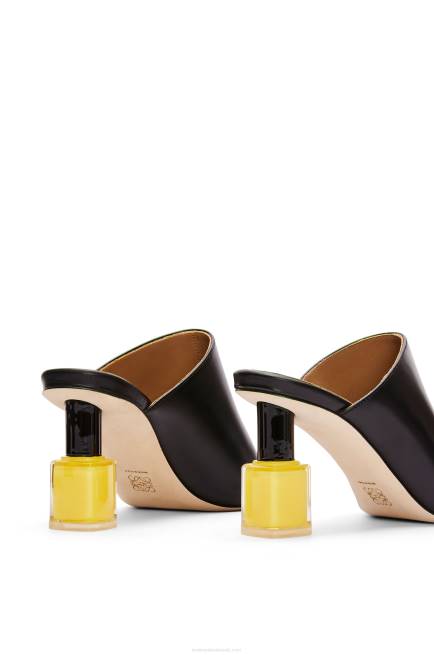 Black/Yellow Nail polish mule in calfskin Loewe 84PR759 Women