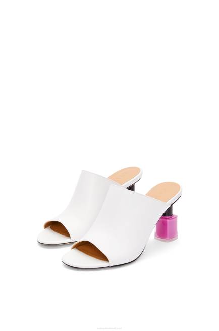 White/Pink Nail polish mule in calfskin Loewe 84PR758 Women