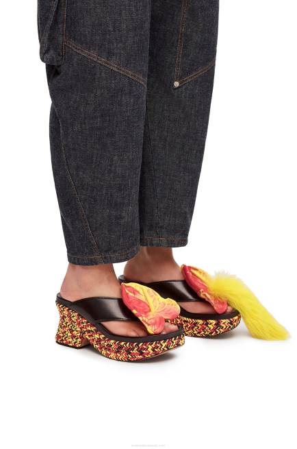 Black/Multicolor Petal flatform sandal in lambskin Loewe 84PR688 Women
