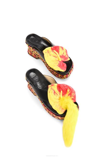 Black/Multicolor Petal flatform sandal in lambskin Loewe 84PR688 Women