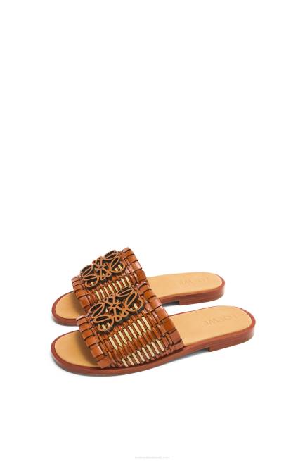 Tan/Natural Anagram woven slide in calfskin Loewe 84PR702 Women