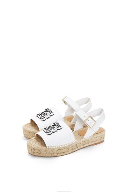 White Anagram espadrille in canvas and calfskin Loewe 84PR695 Women