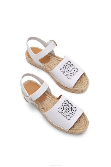 White Anagram espadrille in canvas and calfskin Loewe 84PR695 Women