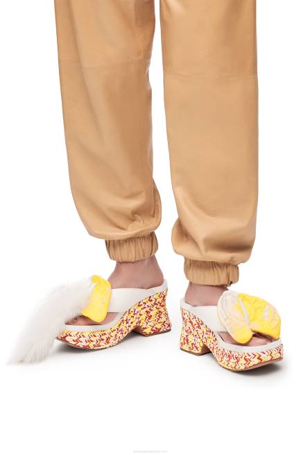 White/Multicolor Petal flatform sandal in lambskin Loewe 84PR687 Women