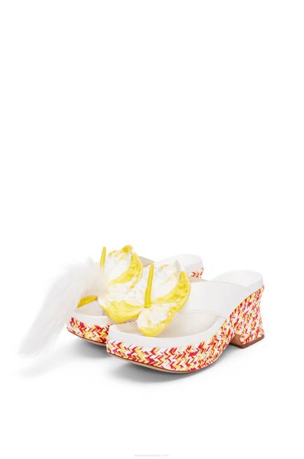 White/Multicolor Petal flatform sandal in lambskin Loewe 84PR687 Women