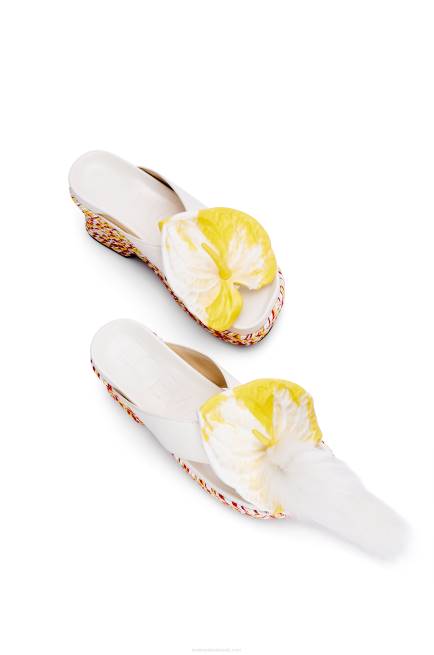 White/Multicolor Petal flatform sandal in lambskin Loewe 84PR687 Women
