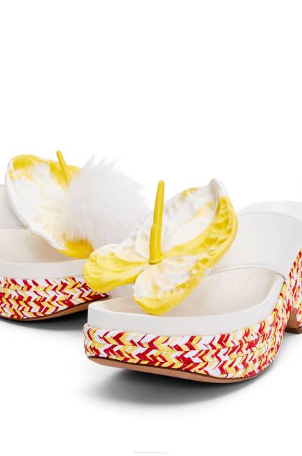 White/Multicolor Petal flatform sandal in lambskin Loewe 84PR687 Women