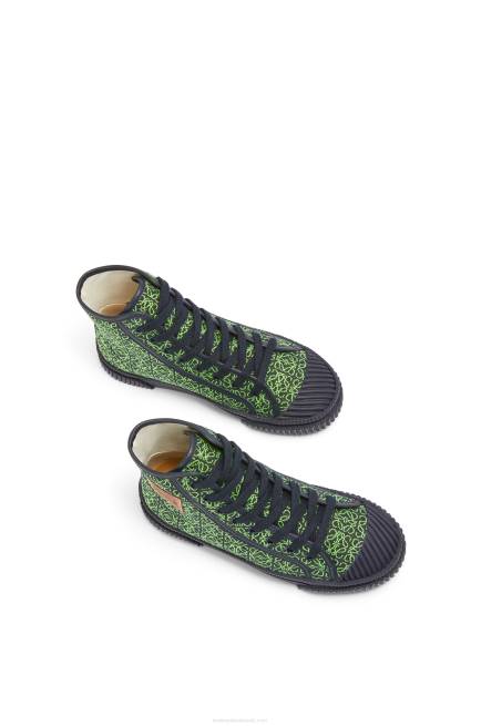 Apple Green/Deep Navy High tops in Anagram jacquard Loewe 84PR664 Women