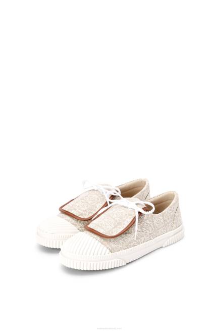 Natural/White Anagram flap sneaker in canvas Loewe 84PR661 Women
