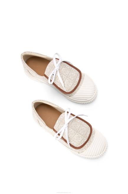 Natural/White Anagram flap sneaker in canvas Loewe 84PR661 Women