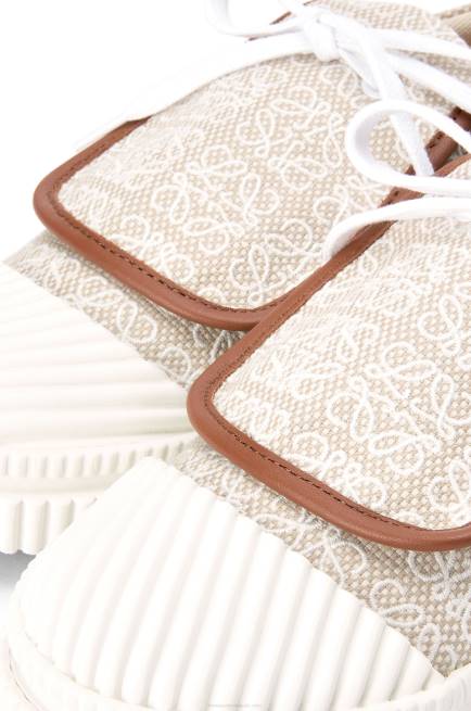 Natural/White Anagram flap sneaker in canvas Loewe 84PR661 Women