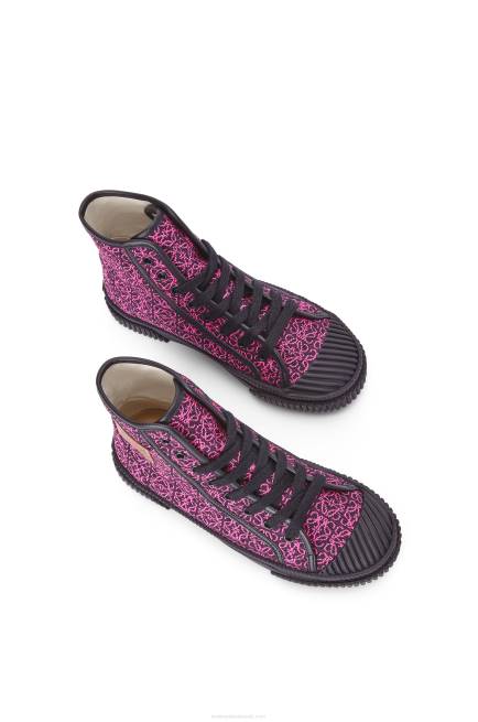 Neon Pink/Deep Navy High tops in Anagram jacquard Loewe 84PR665 Women