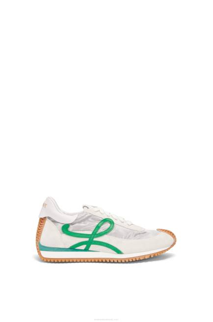 Silver/White/Green Flow runner in technical mesh and suede Loewe 84PR649 Women