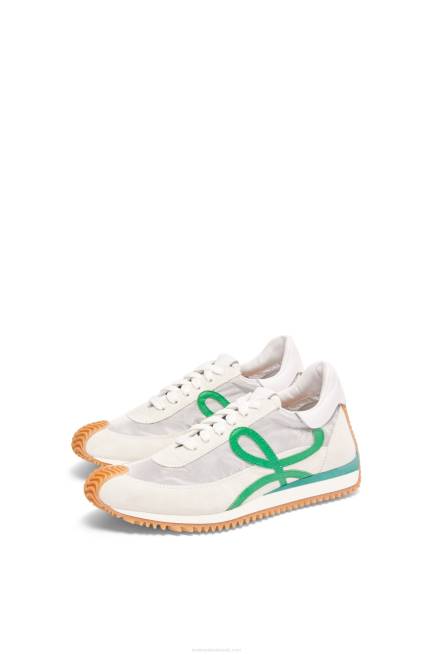 Silver/White/Green Flow runner in technical mesh and suede Loewe 84PR649 Women