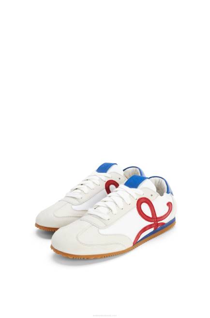 Soft White/Cherry/Royal Blue Ballet runner in nylon and calfskin Loewe 84PR666 Women