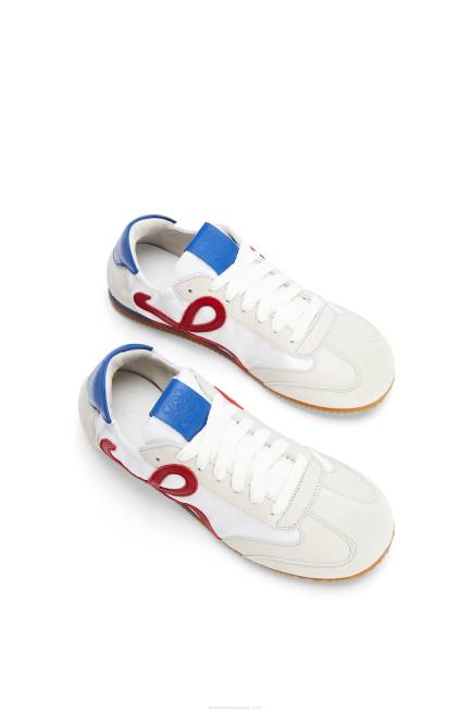 Soft White/Cherry/Royal Blue Ballet runner in nylon and calfskin Loewe 84PR666 Women