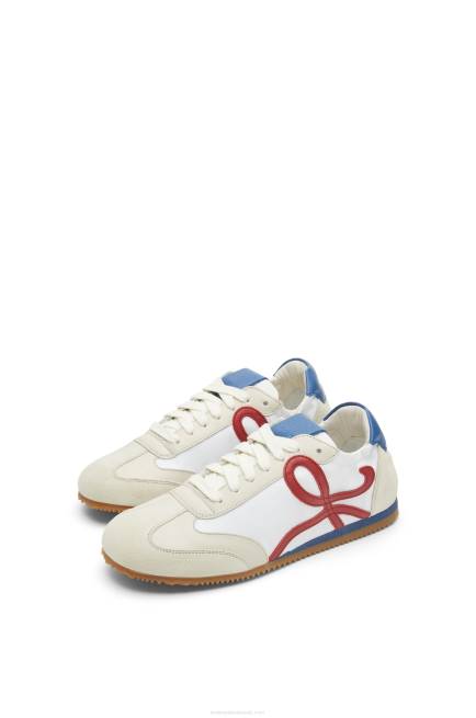 Soft White/Cherry/Royal Blue Ballet runner in nylon and calfskin Loewe 84PR666 Women