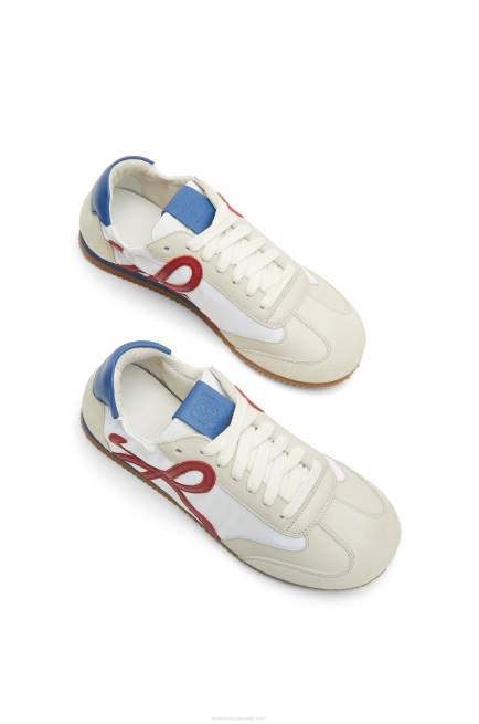 Soft White/Cherry/Royal Blue Ballet runner in nylon and calfskin Loewe 84PR666 Women