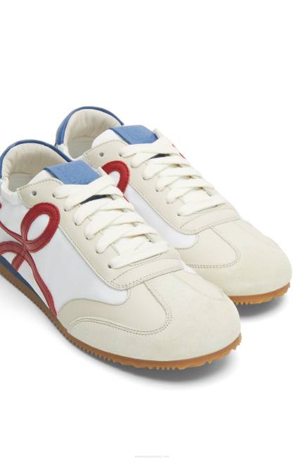 Soft White/Cherry/Royal Blue Ballet runner in nylon and calfskin Loewe 84PR666 Women