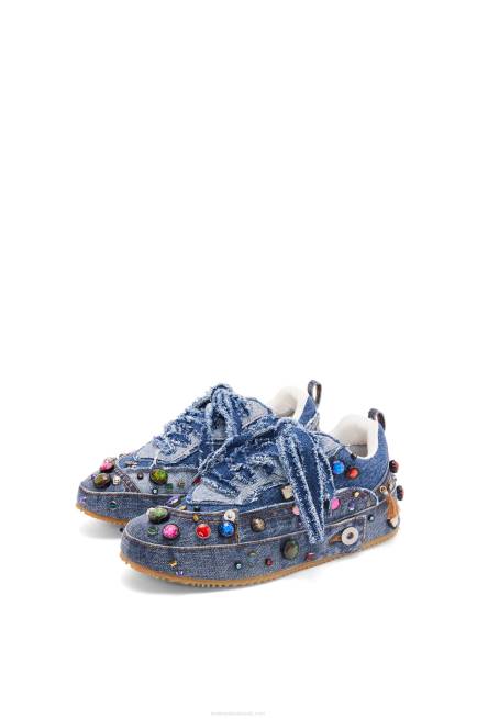 Washed Denim Embellished deconstructed sneaker in denim Loewe 84PR670 Women